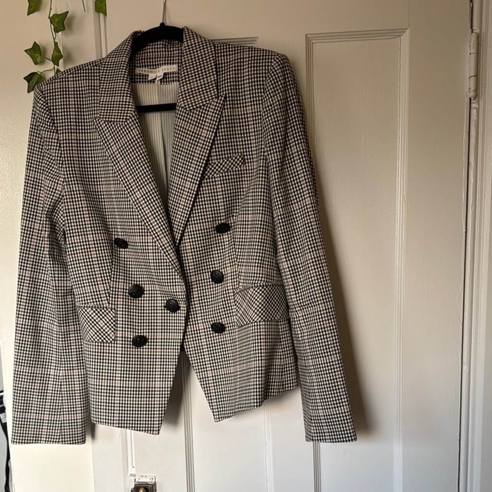 Veronica Beard Black and White Houndstooth Blazer